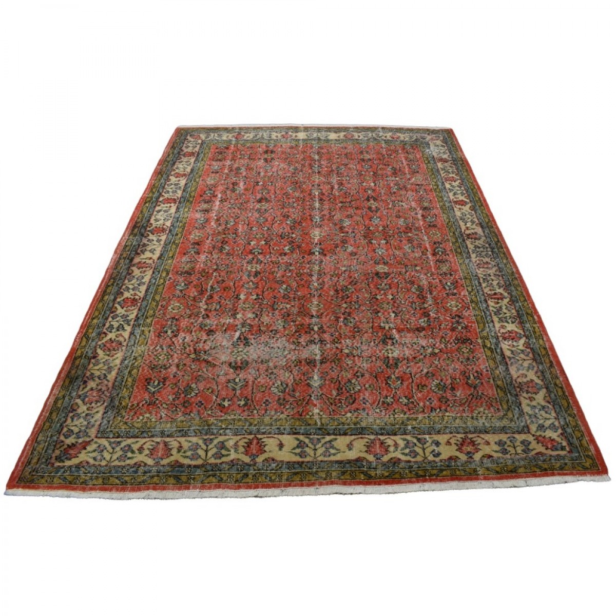 6.30 M2 Floral Pattern Hand Woven Luxury Floral Patterned Cream Floor Wool Carpet