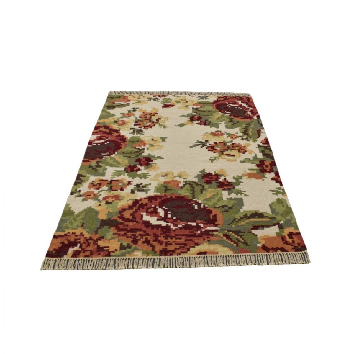 6.30 M2 Floral Pattern Hand Woven Luxury Floral Patterned Cream Floor Wool Carpet